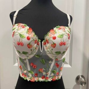 Victoria's Secret White and Red Floral Crop Top
